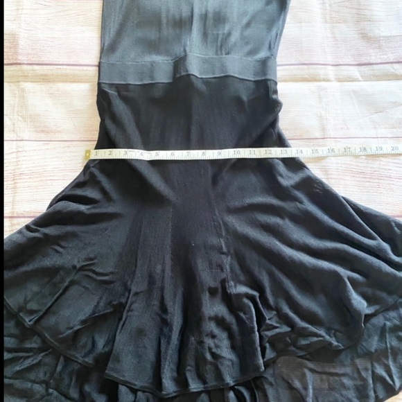 A.L.C Drop Waist Black Dress with layered ruffle hem and a mesh bodice - M - Picture 5 of 14